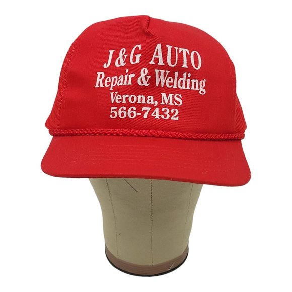 King Cap J G Auto Repair Welding Mesh Snapback Cap Trucker Printed Baseball Hat - Picture 7 of 13